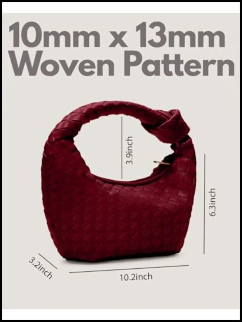 Small Hobo Bag with Knotted Top Handle - Vegan Leather Clutch